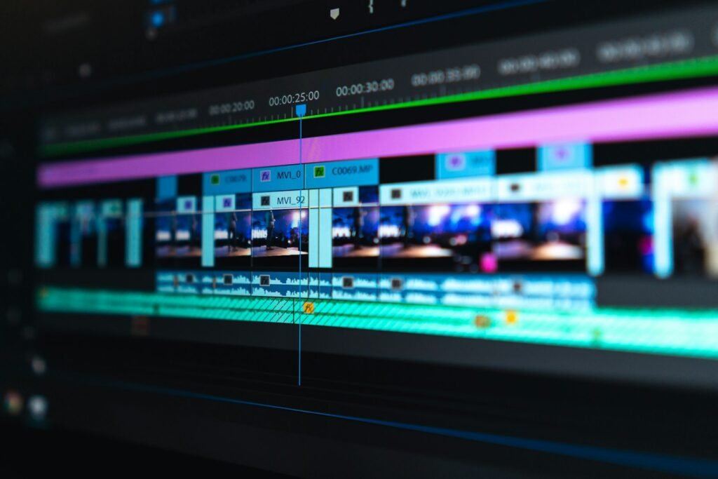 Close-up of a video editing timeline